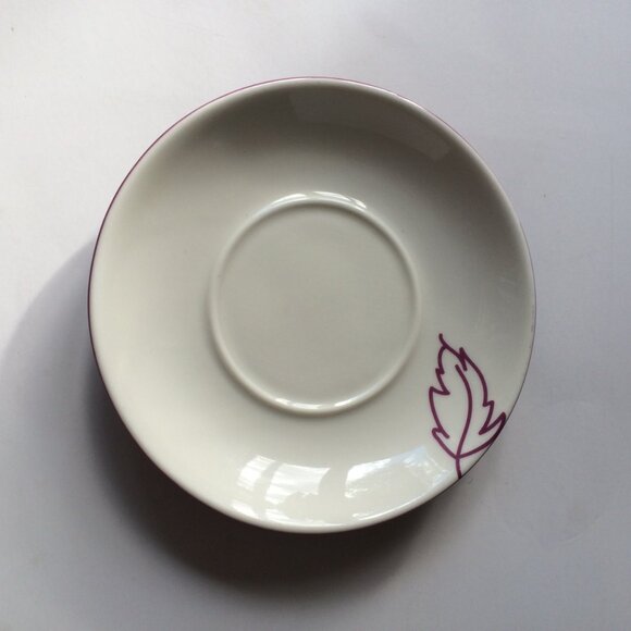 Starbucks 2007 Coffee Tea Mug Cup Saucer Set Purple White Leaf 10 oz - Picture 8 of 10